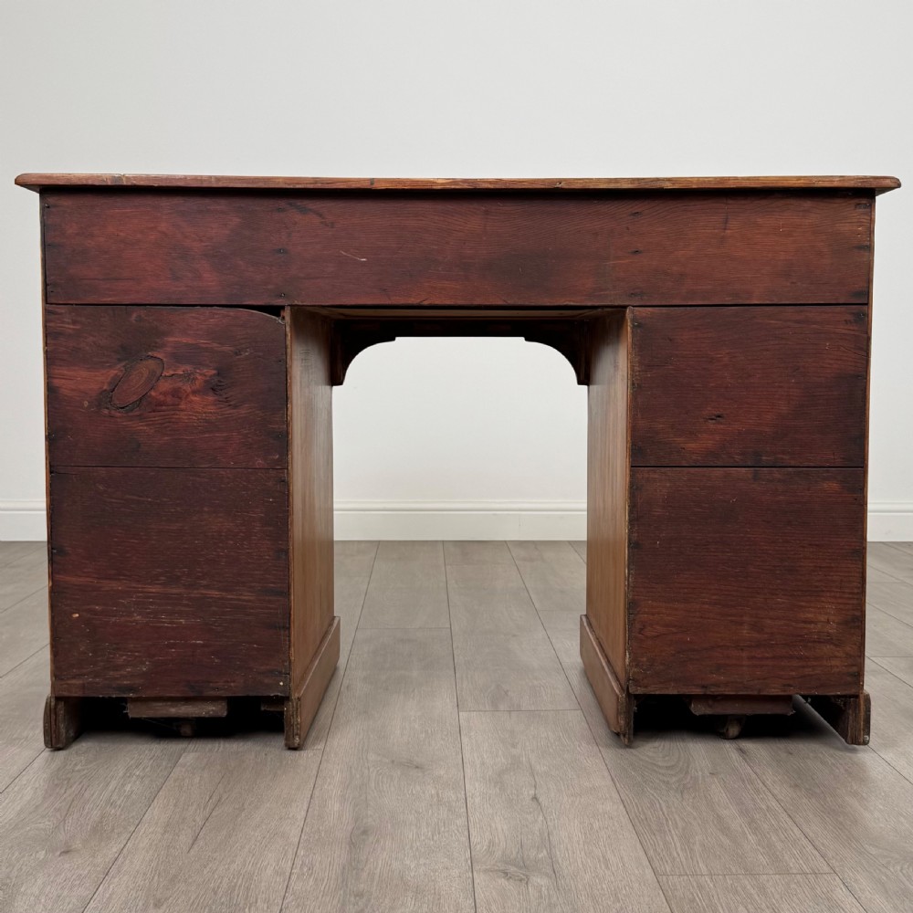 Antique 19th Century Good Quality Pine Kneehole Desk  View VI