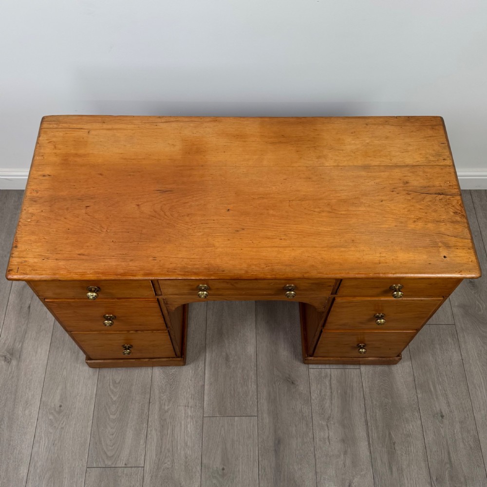 Antique 19th Century Good Quality Pine Kneehole Desk  View X