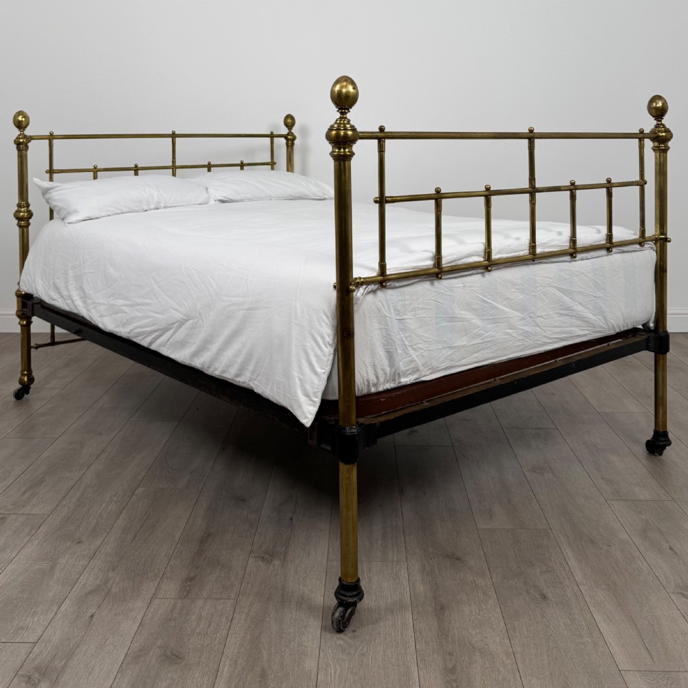 Antique 19th Century Fine Quality Brass Double Bed