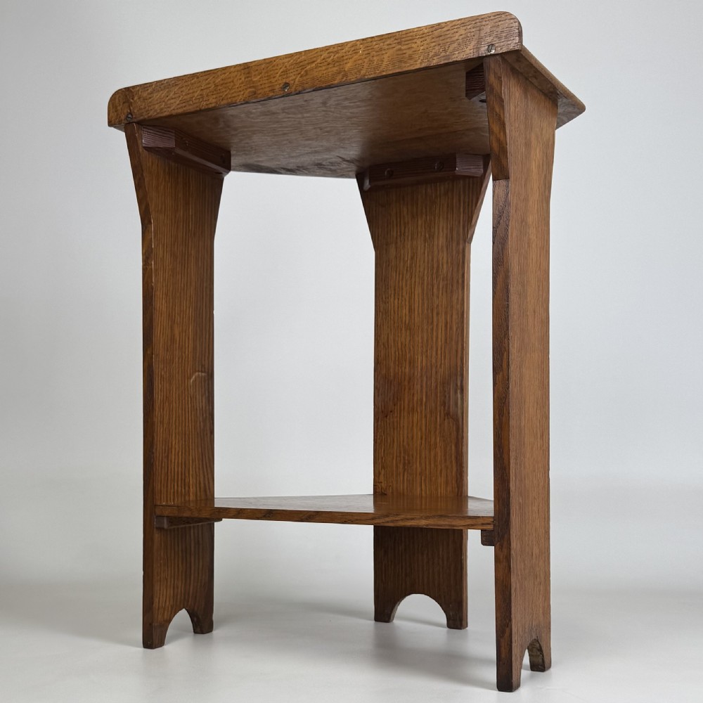  Antique 20th Century Art & Crafts Golden Oak Side Table View VI