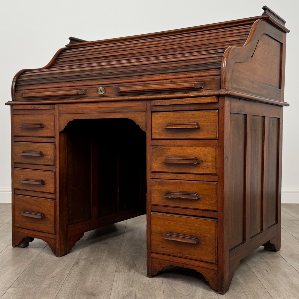 Antique 20th Century Roll Top Desk In Mahogany  View III