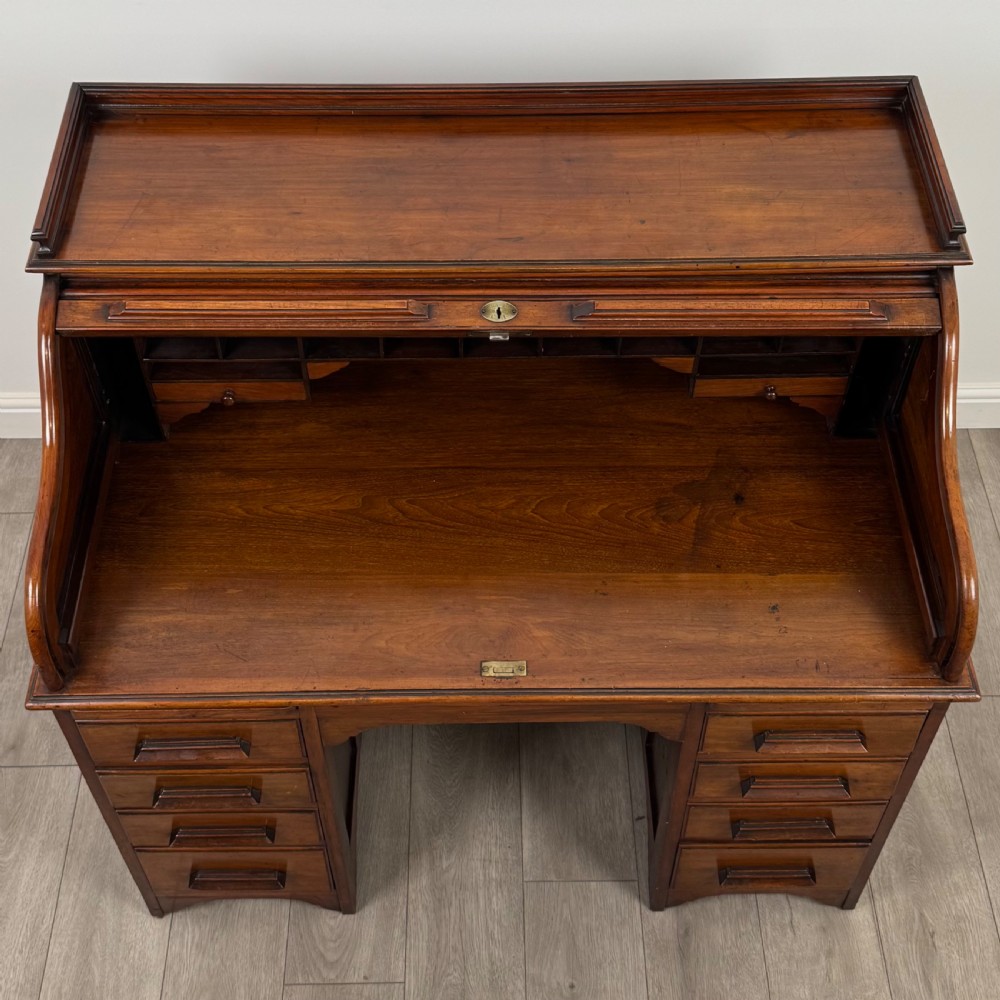 Antique 20th Century Roll Top Desk In Mahogany  View XI