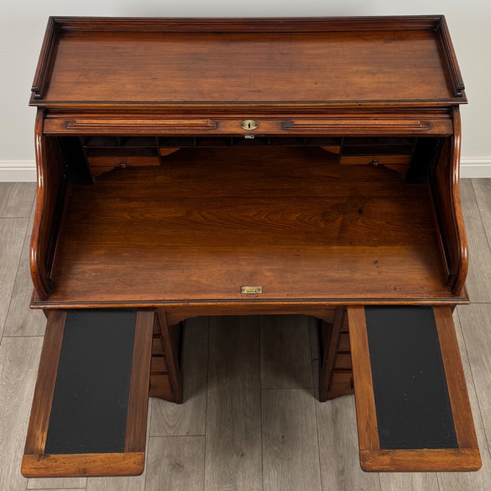 Antique 20th Century Roll Top Desk In Mahogany  View XII