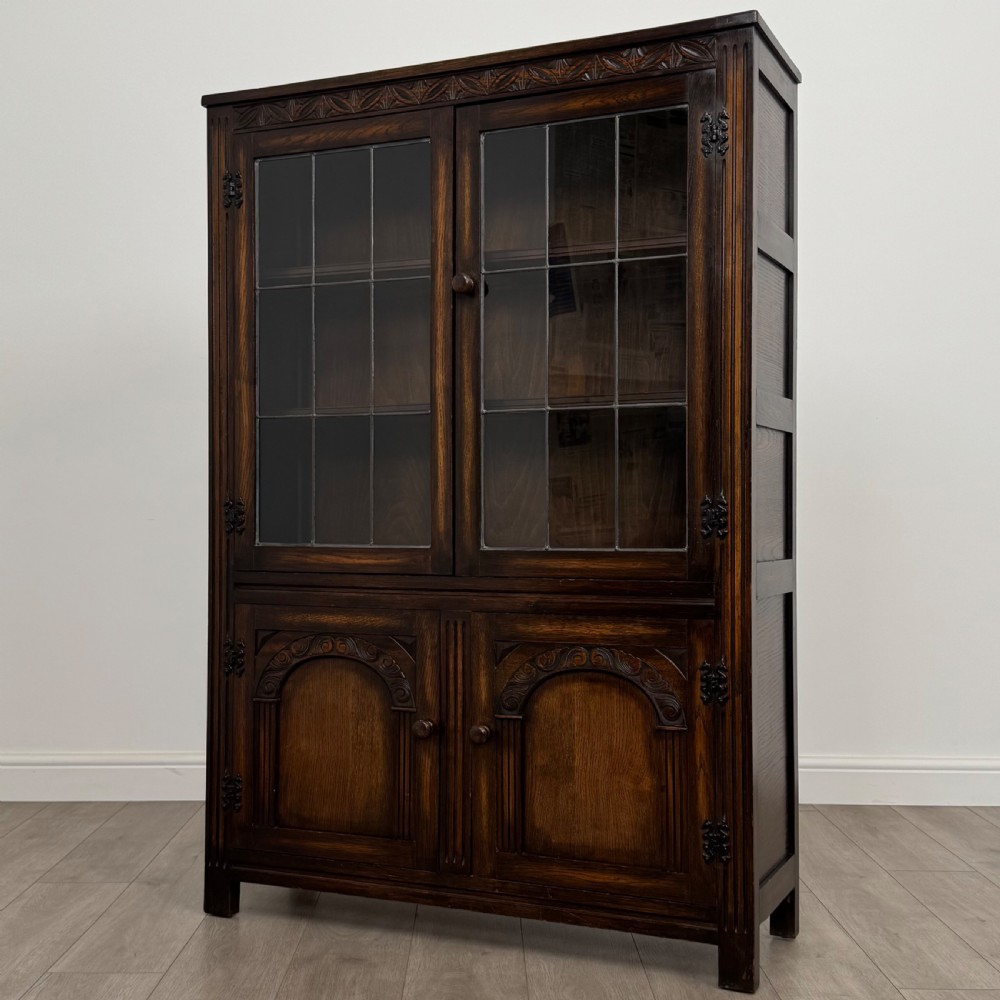Antique 20th Century Carved Oak Display Cabinet  View IV