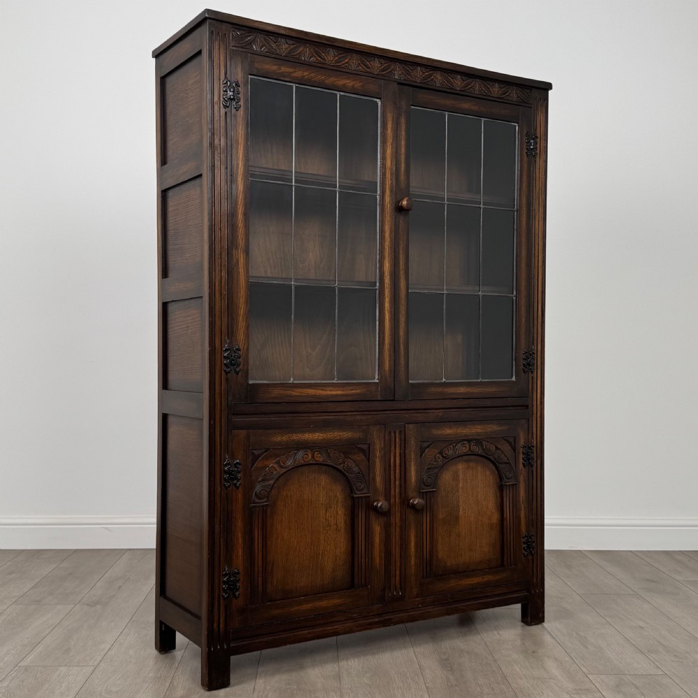 Antique 20th Century Carved Oak Display Cabinet  View X