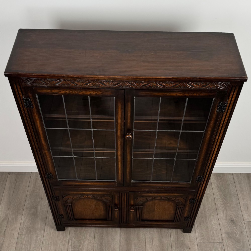 Antique 20th Century Carved Oak Display Cabinet  View XI