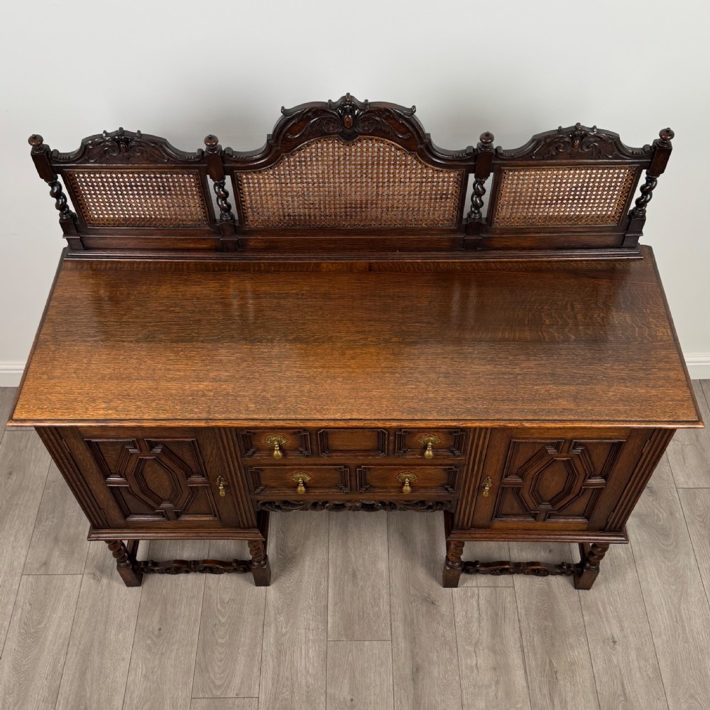 Antique 20th Century Jacobean Sideboard In Oak  View X