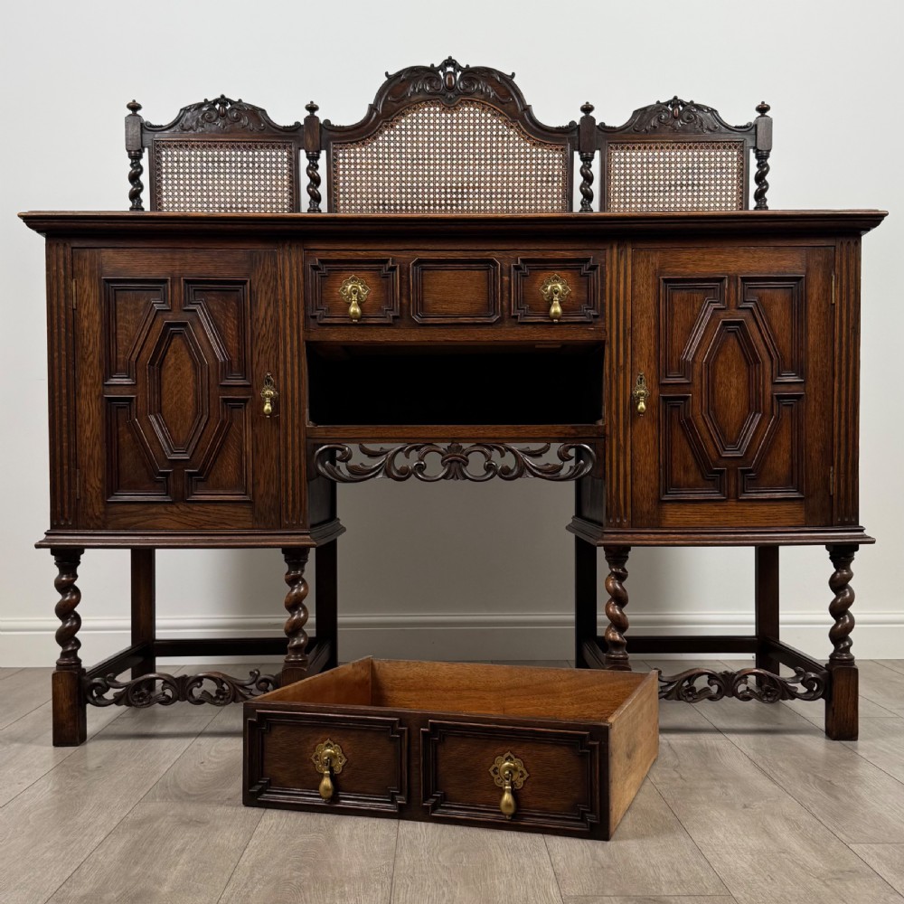 Antique 20th Century Jacobean Sideboard In Oak  View XI