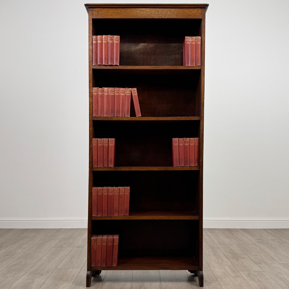 Antique 20th Century Good Quality Open Bookcase In Oak 