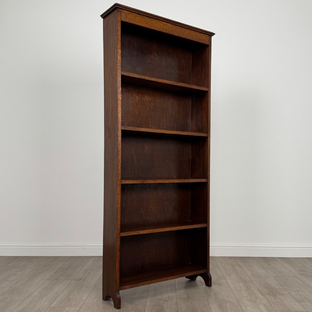 Antique 20th Century Good Quality Open Bookcase In Oak  View X