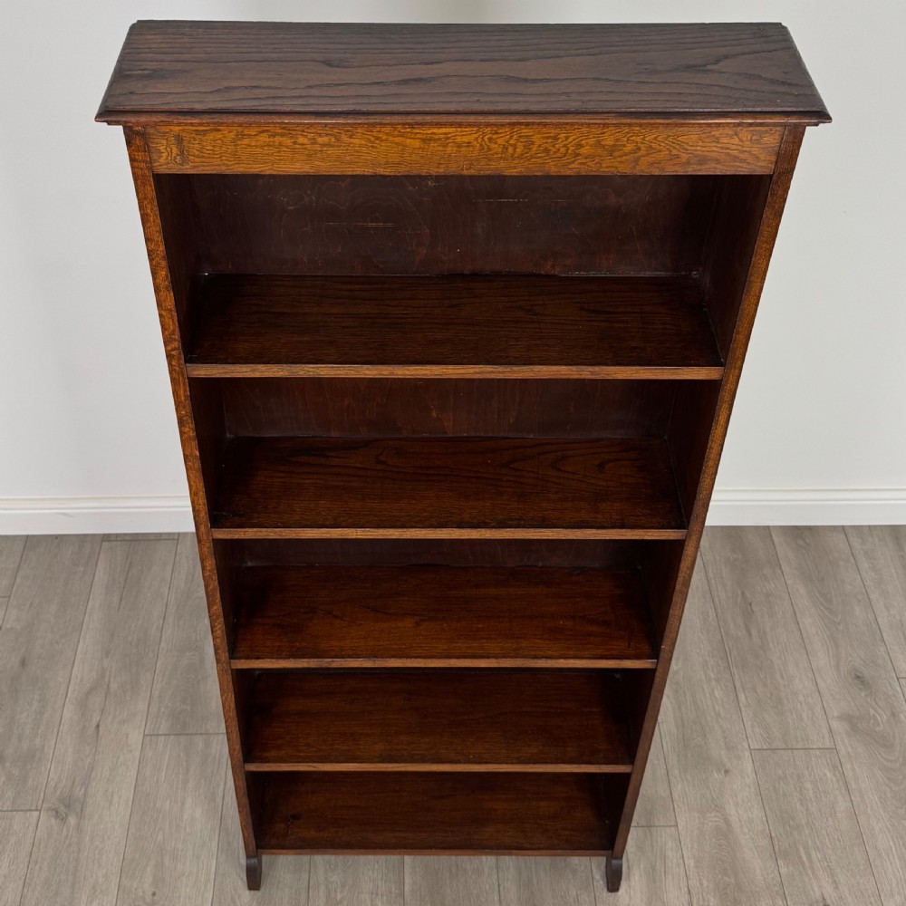 Antique 20th Century Good Quality Open Bookcase In Oak  View XI