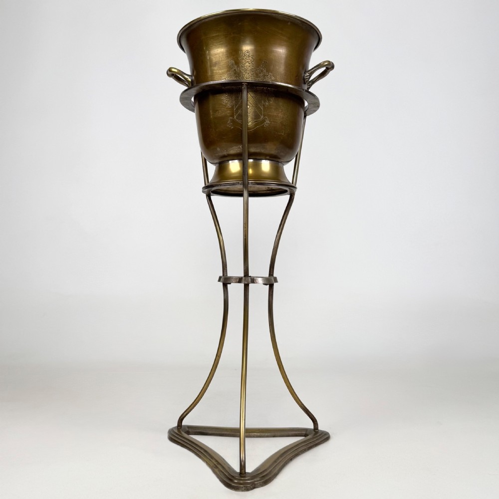 Antique 19th Century Silver Plated Champagne Bucket On Stand 