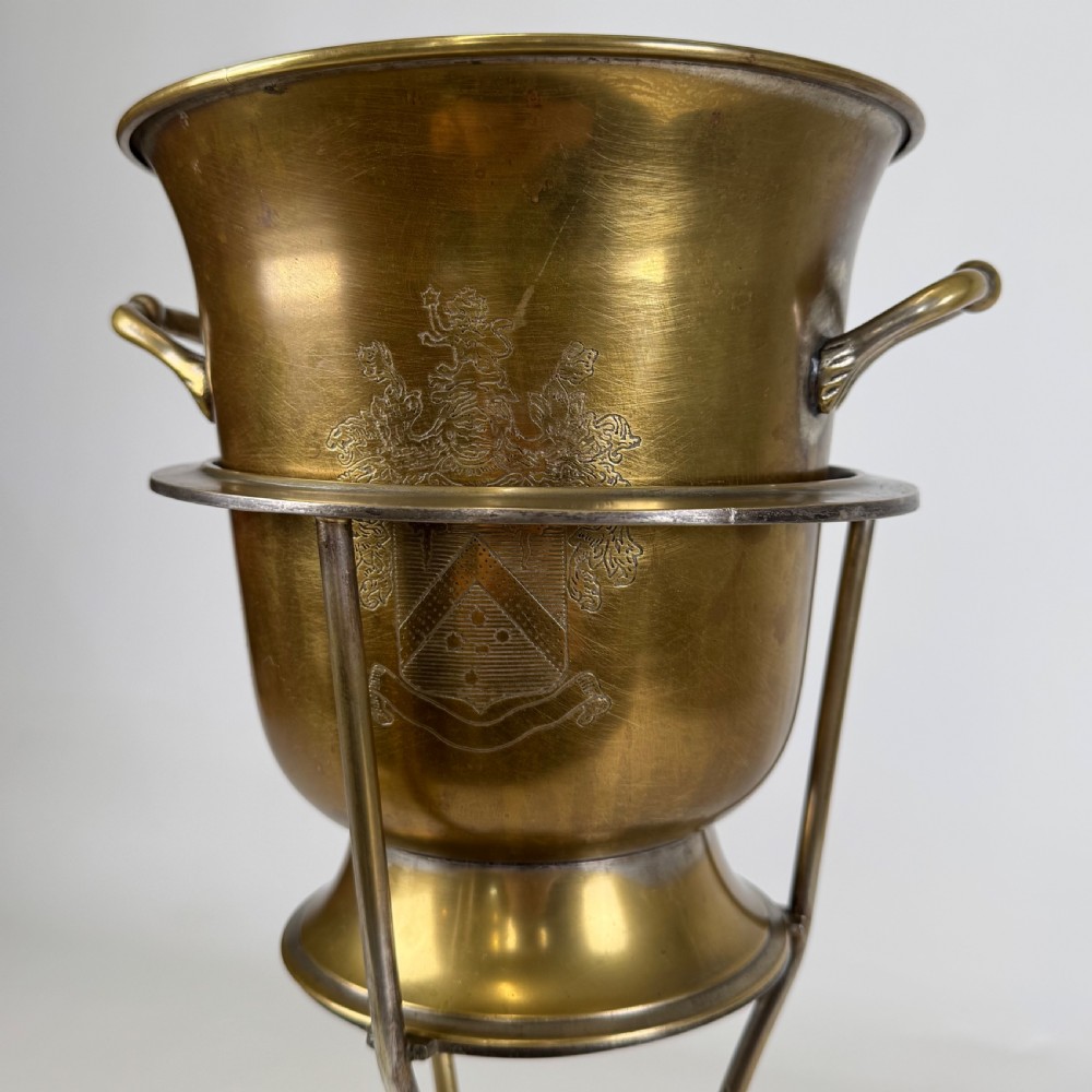 Antique 19th Century Silver Plated Champagne Bucket On Stand  View VIII