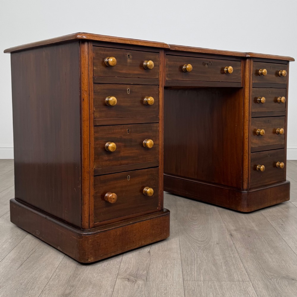 Antique 19th Century Good Quality Kneehole Desk In Mahogany  View IX