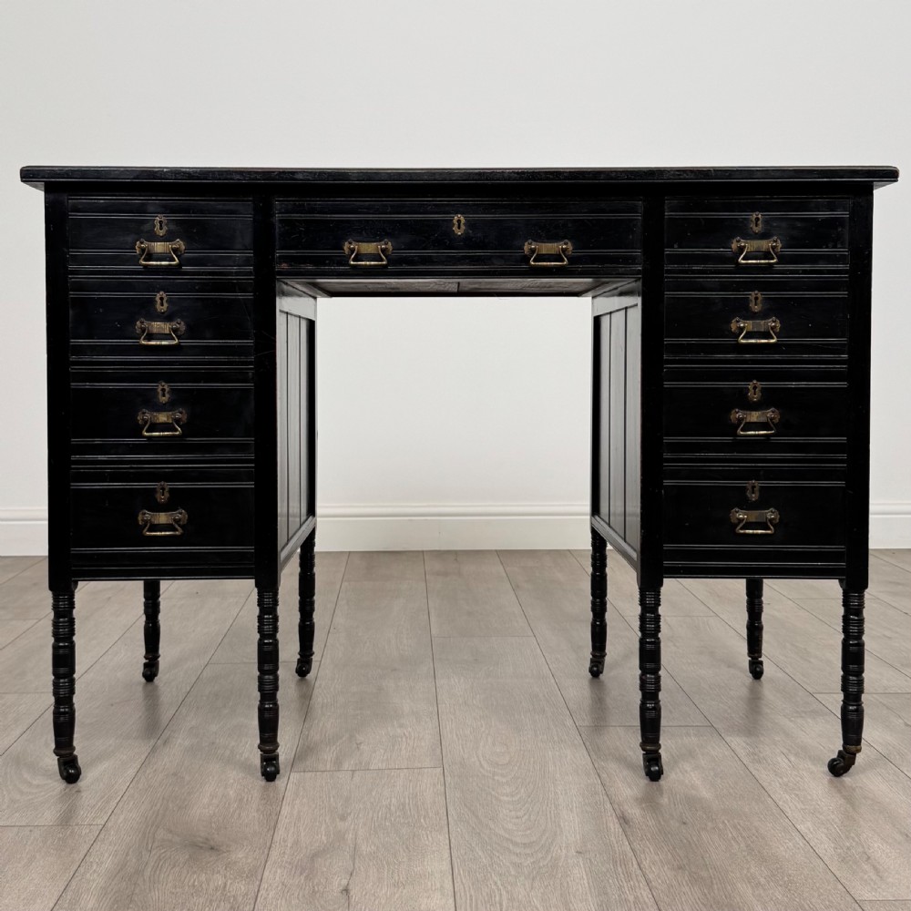 Antique 19th Century Ebonised Desk By Wilkinson & Son 