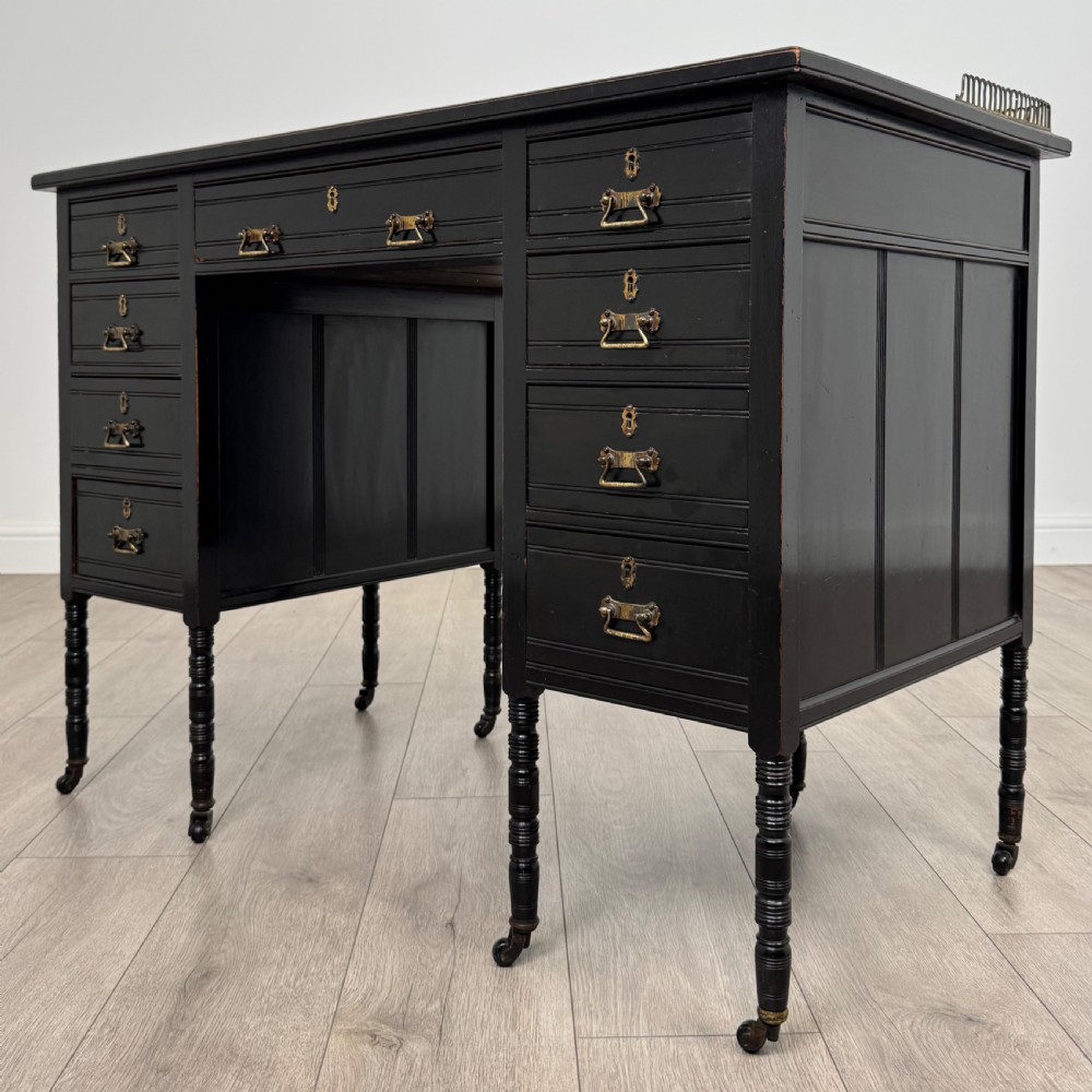 Antique 19th Century Ebonised Desk By Wilkinson & Son  View II