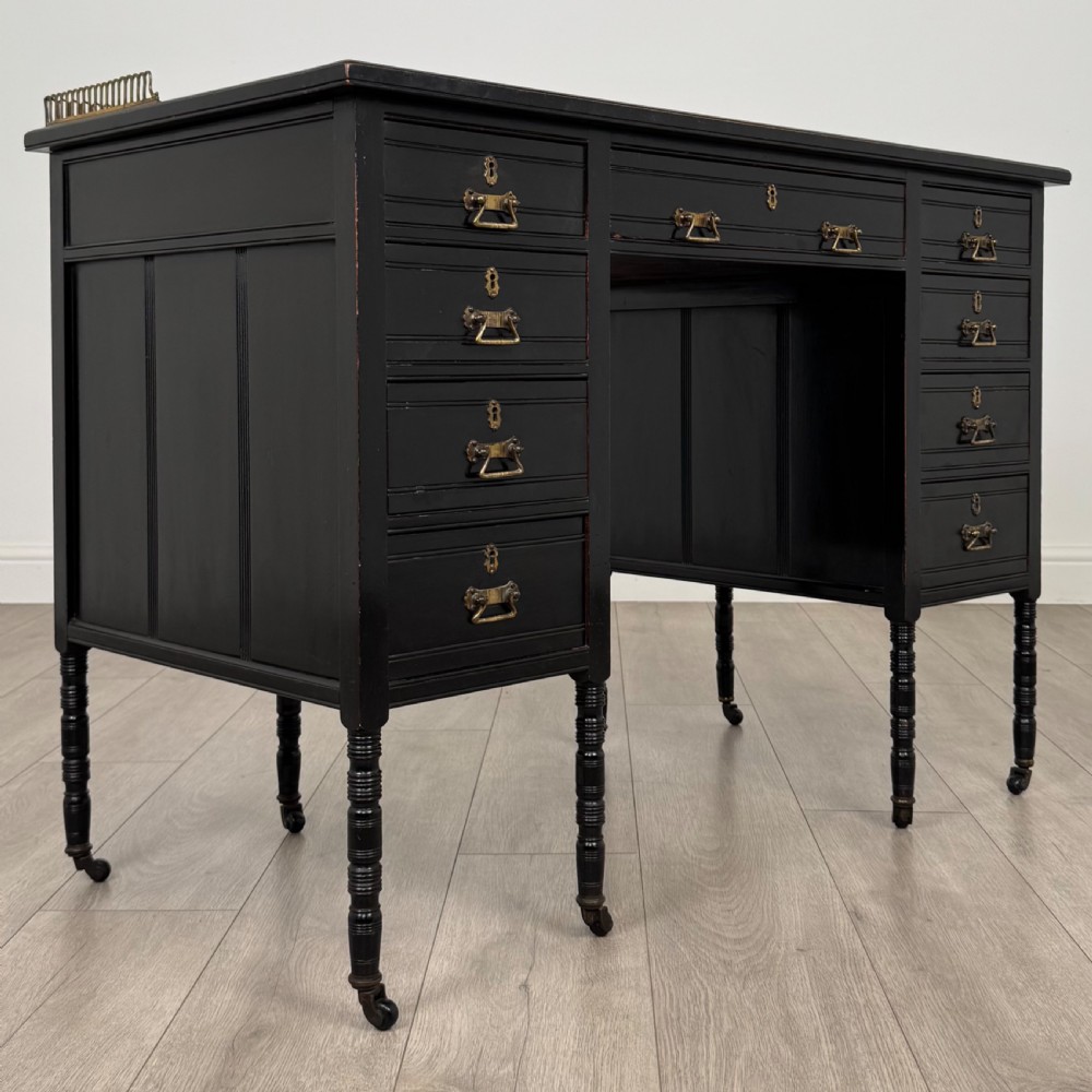 Antique 19th Century Ebonised Desk By Wilkinson & Son  View VIII