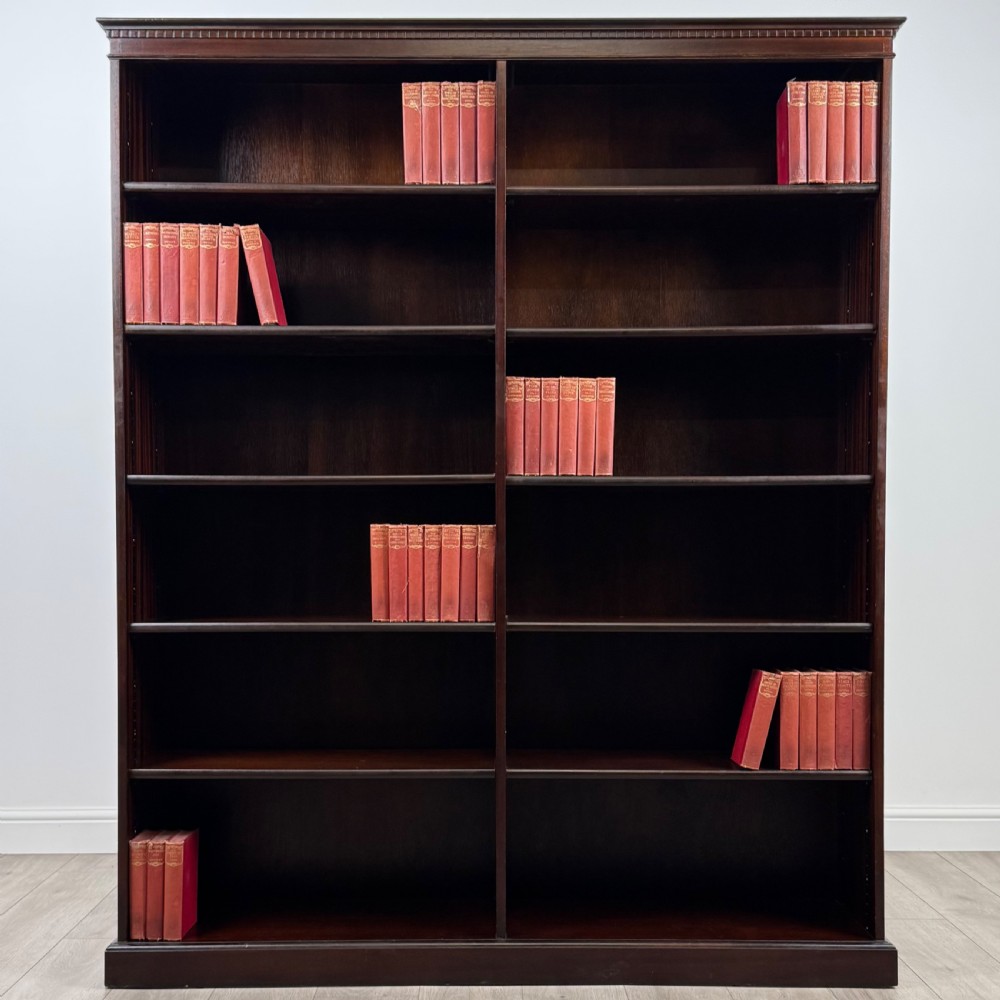 Antique 20th Century Large Open Bookcase In Mahogany 
