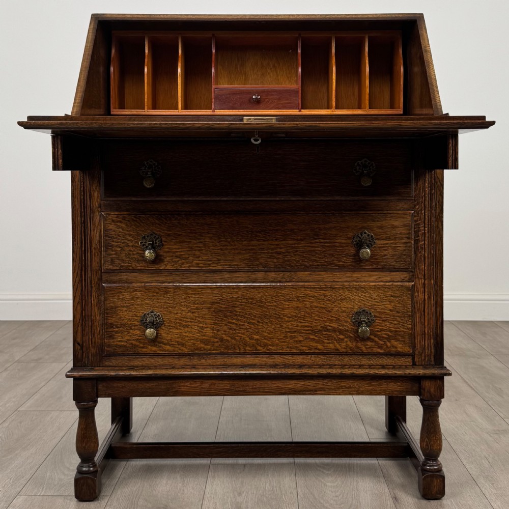  Antique 20th Century Good Quality Bureau In Oak  View II