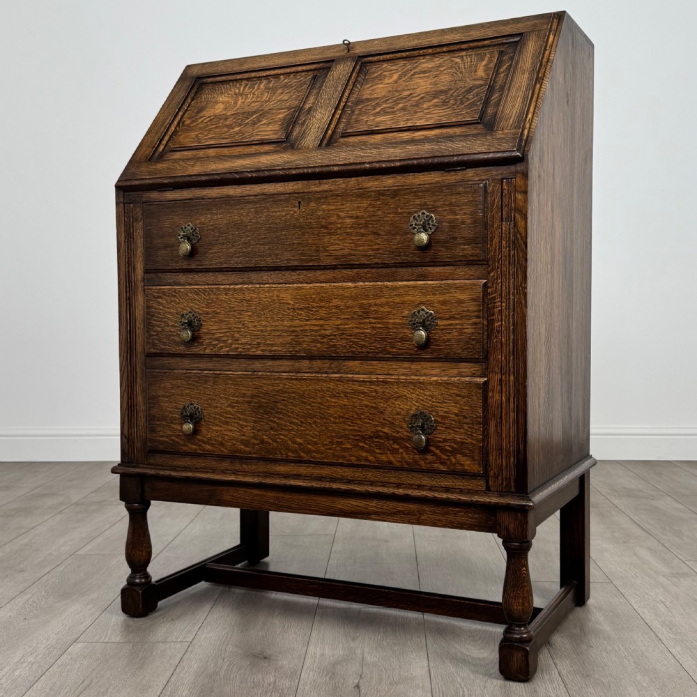  Antique 20th Century Good Quality Bureau In Oak  View III