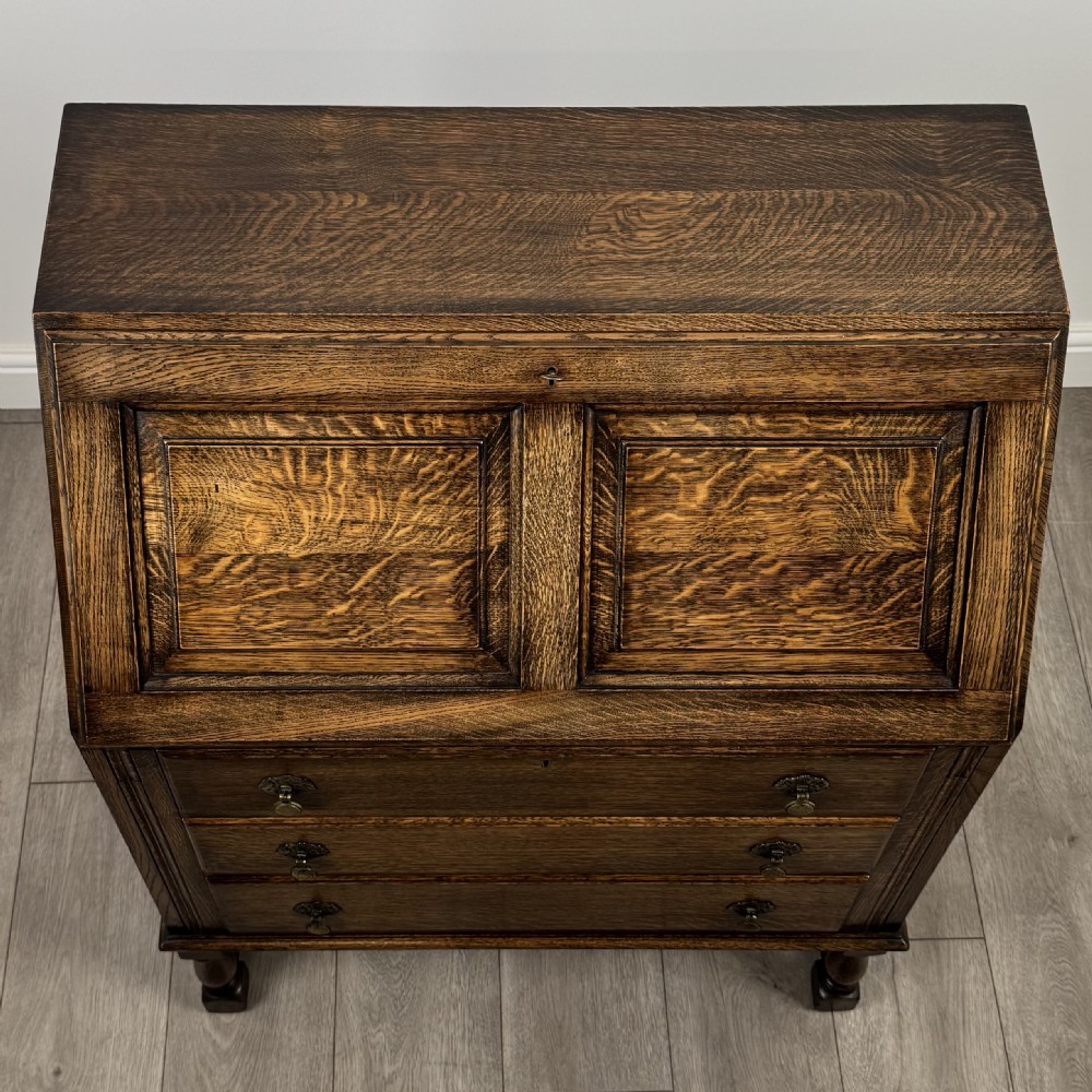  Antique 20th Century Good Quality Bureau In Oak  View X