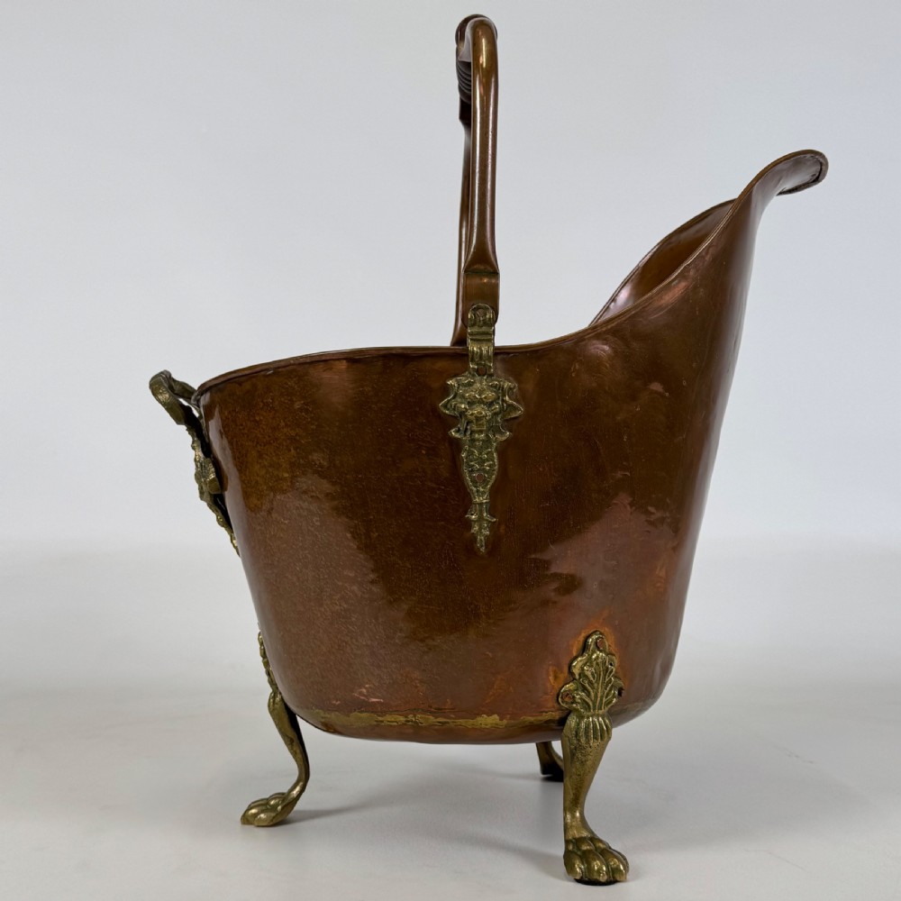 Antique 19th Century Brass & Copper Coal Scuttle  View II