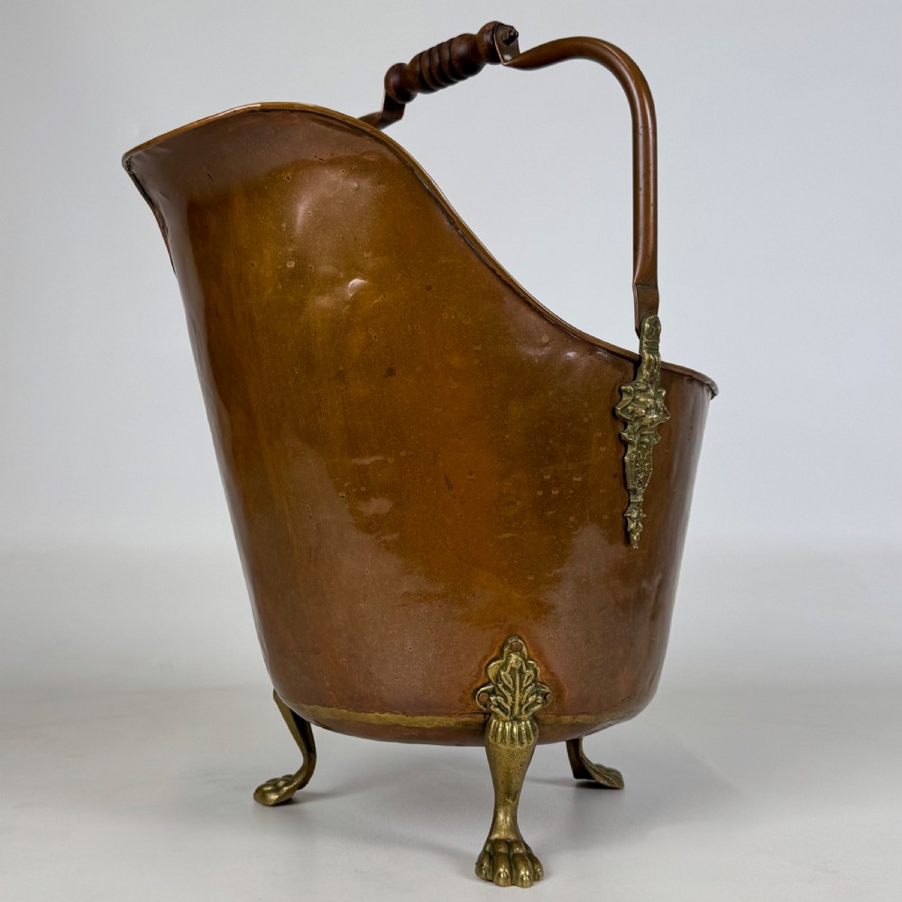 Antique 19th Century Brass & Copper Coal Scuttle  View V