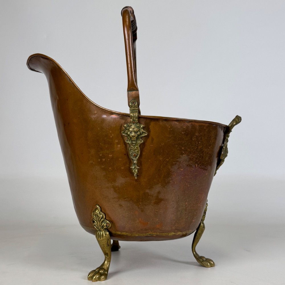 Antique 19th Century Brass & Copper Coal Scuttle  View VI