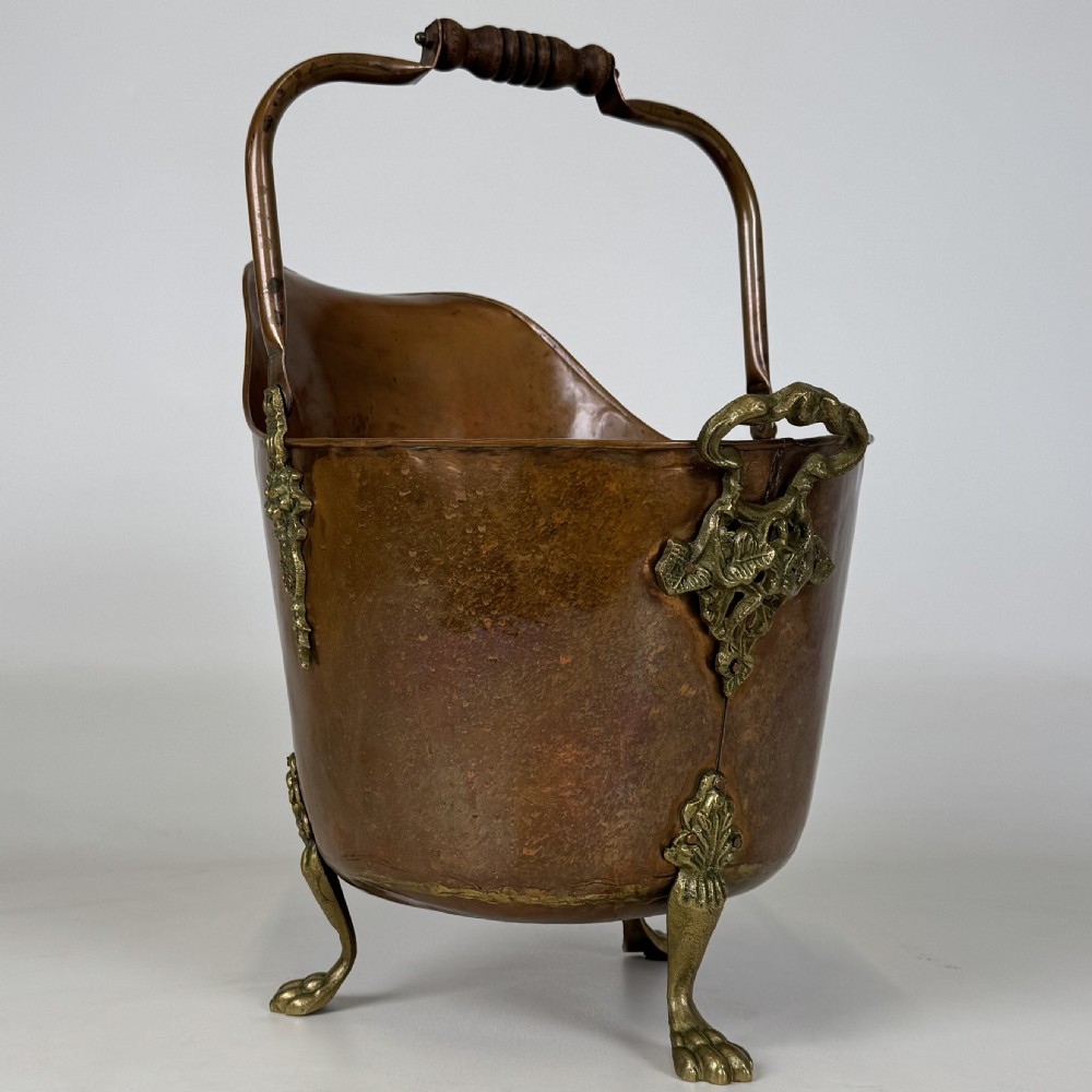 Antique 19th Century Brass & Copper Coal Scuttle  View VII