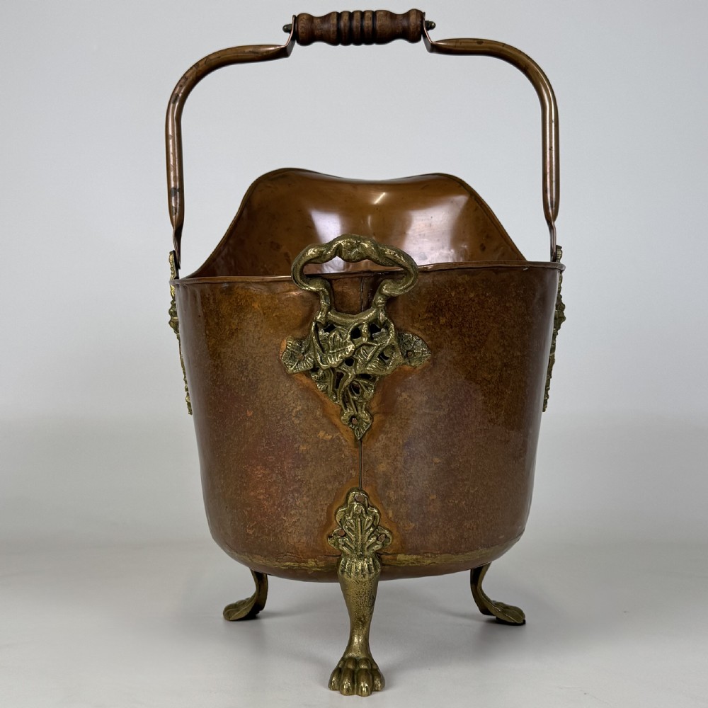 Antique 19th Century Brass & Copper Coal Scuttle  View VIII