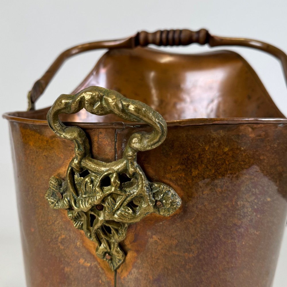 Antique 19th Century Brass & Copper Coal Scuttle  View XI