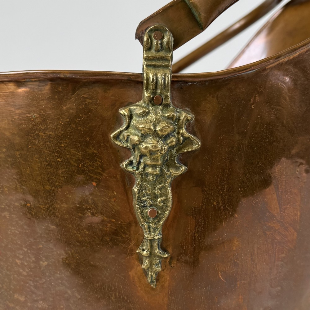 Antique 19th Century Brass & Copper Coal Scuttle  View XII