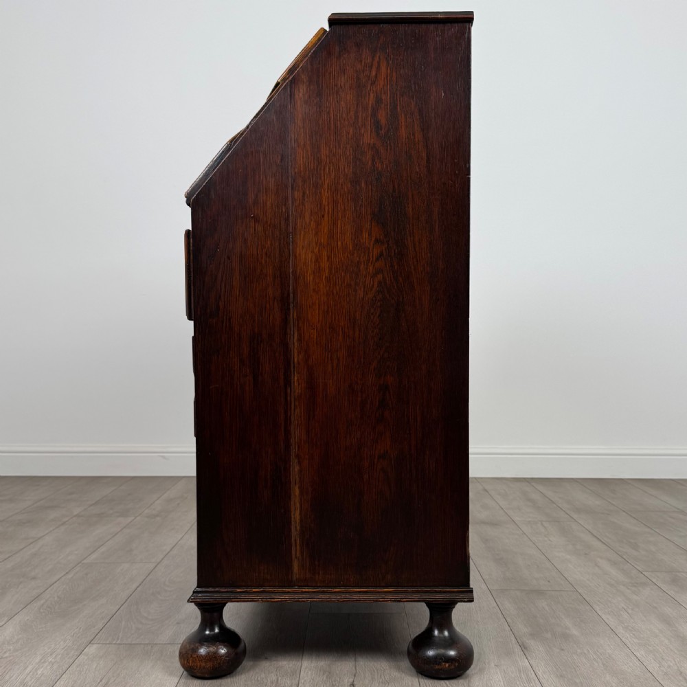 Antique 20th Century Fine Quality Jacobean Bureau In Oak View IV