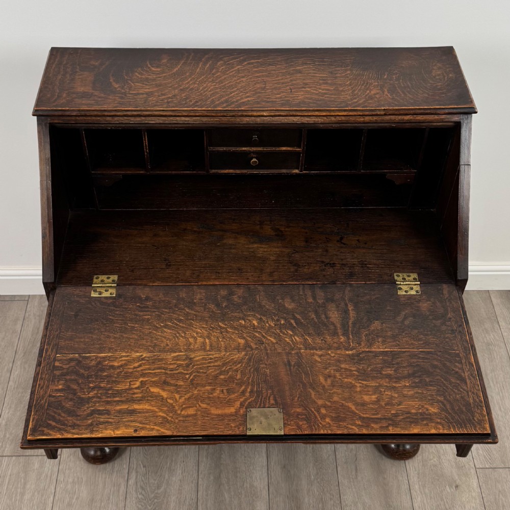 Antique 20th Century Fine Quality Jacobean Bureau In Oak View XI