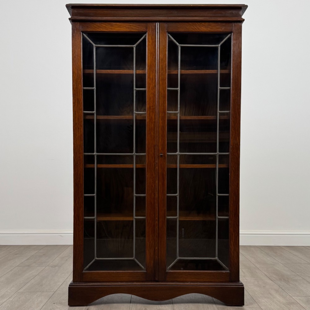 Antique 20th Century Good Quality Display Cabinet In Oak 