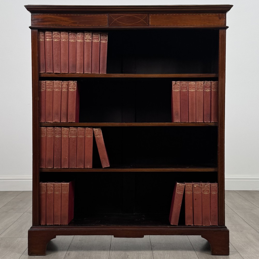  Antique 19th Century Inlaid Open Bookcase In Mahogany 
