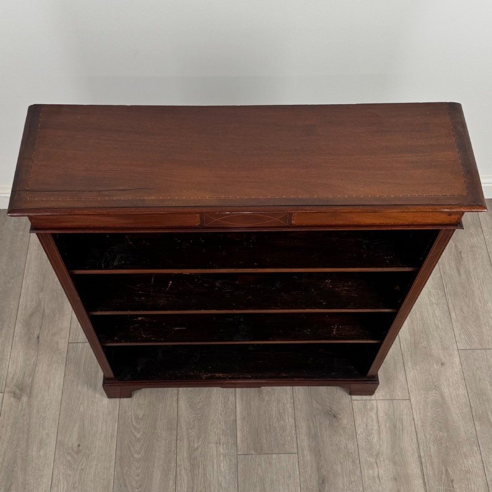  Antique 19th Century Inlaid Open Bookcase In Mahogany  View X