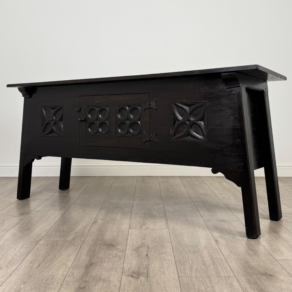  Antique 20th Century Unique Chest With Cupboard Door In Oak  View III