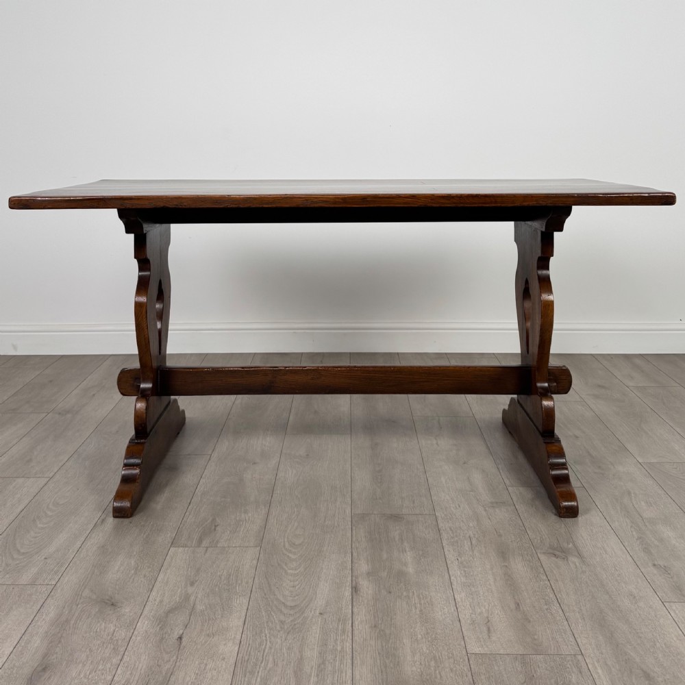 Antique 20th Century Quality Refractory Style Dining Table In Oak  View II