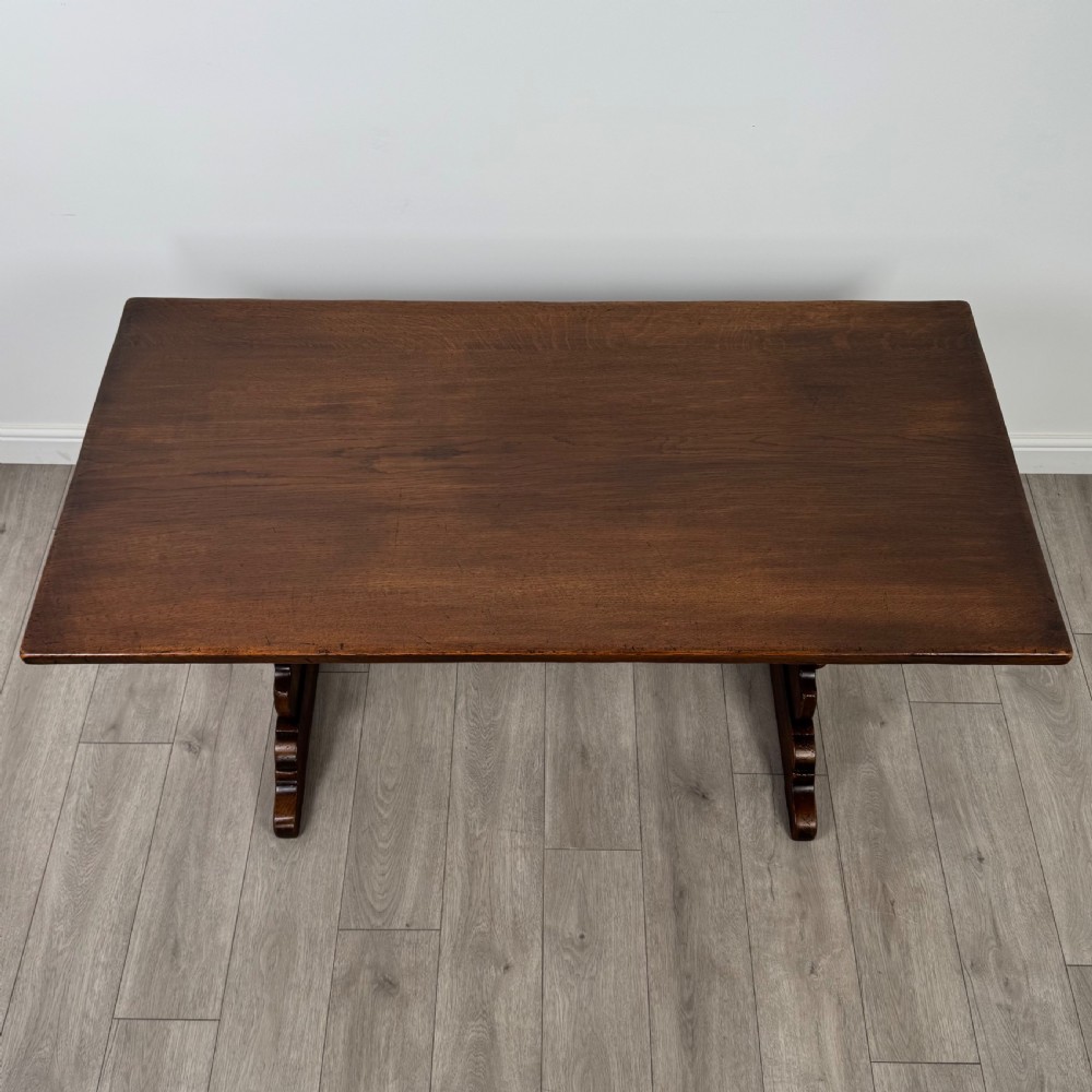 Antique 20th Century Quality Refractory Style Dining Table In Oak  View IV
