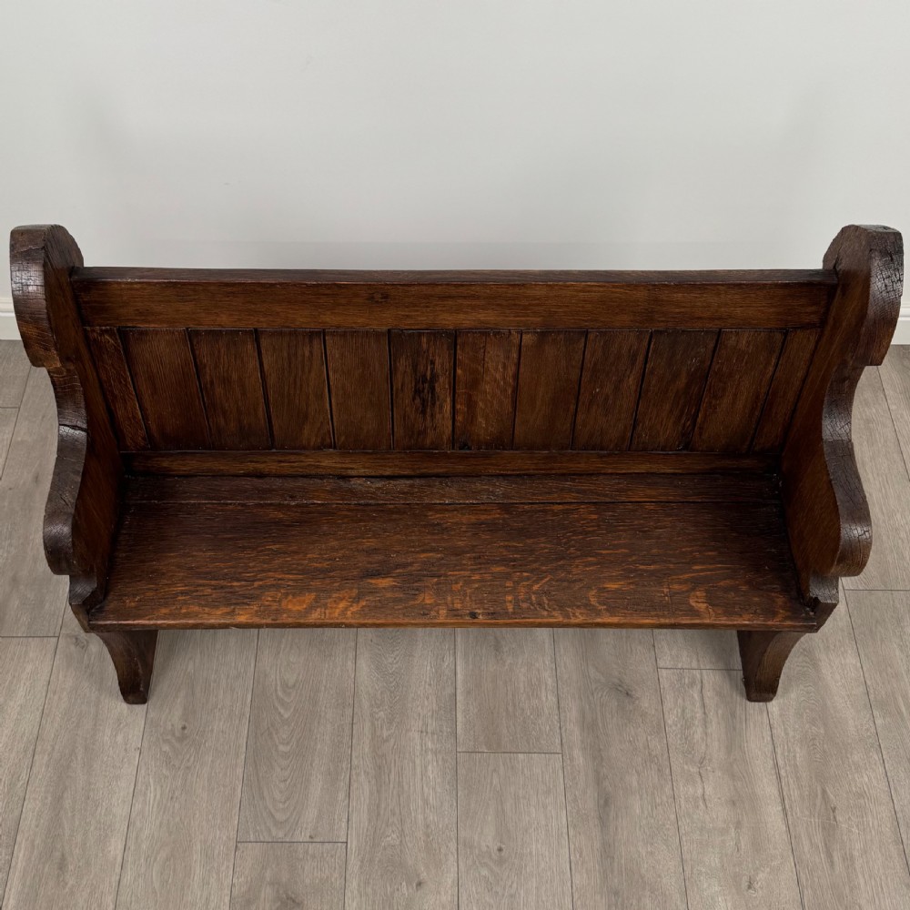Antique 19th Century Small Oak Bench Of Good Quality  View VIII