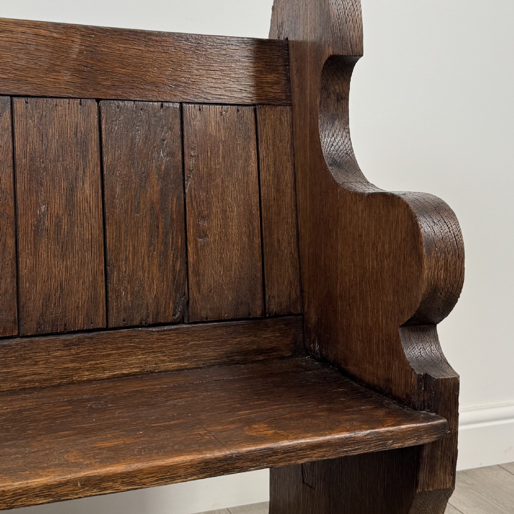 Antique 19th Century Small Oak Bench Of Good Quality  View IX