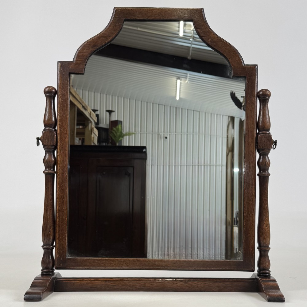 Antique 20th Century Good Quality Dressing Mirror In Oak  View II