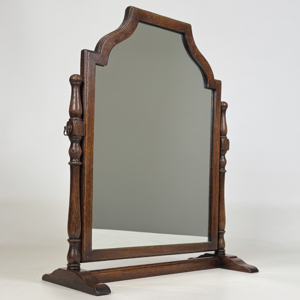Antique 20th Century Good Quality Dressing Mirror In Oak  View X
