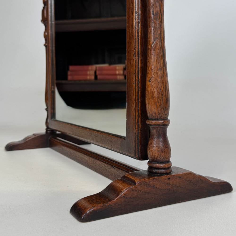Antique 20th Century Good Quality Dressing Mirror In Oak  View XII