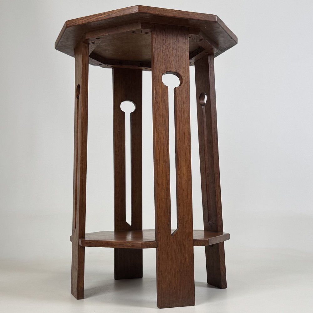 Antique 20th Century Art & Crafts Golden Oak Side Table  View VII