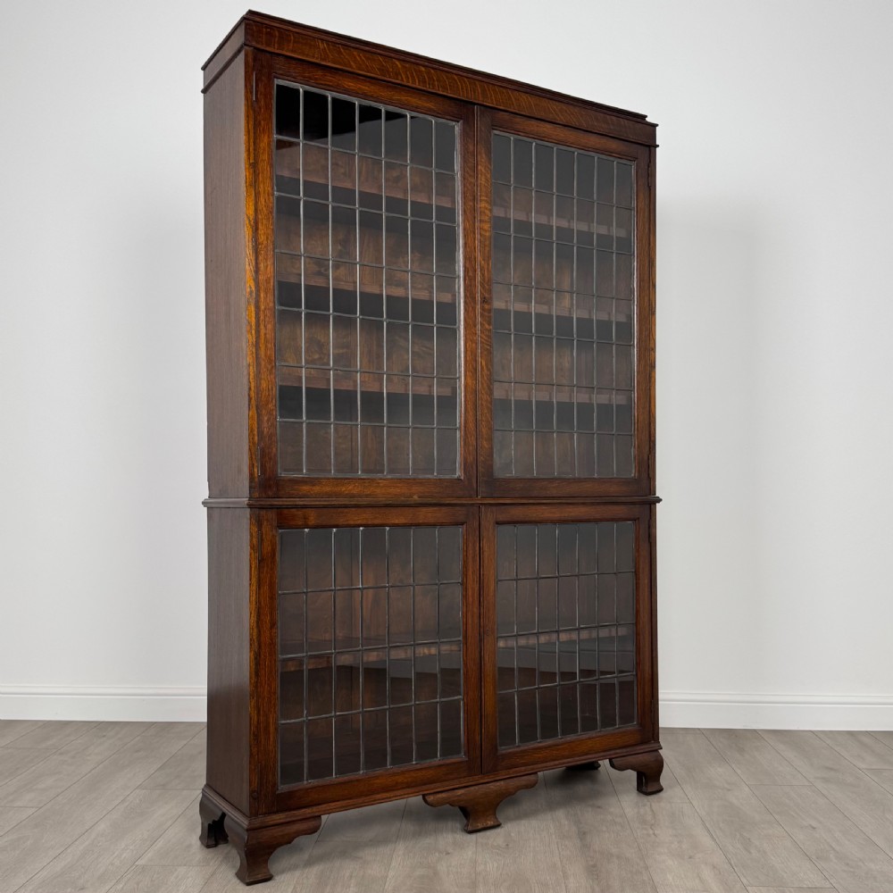 Antique 20th Century Fine Quality Display Cabinet In Oak View X