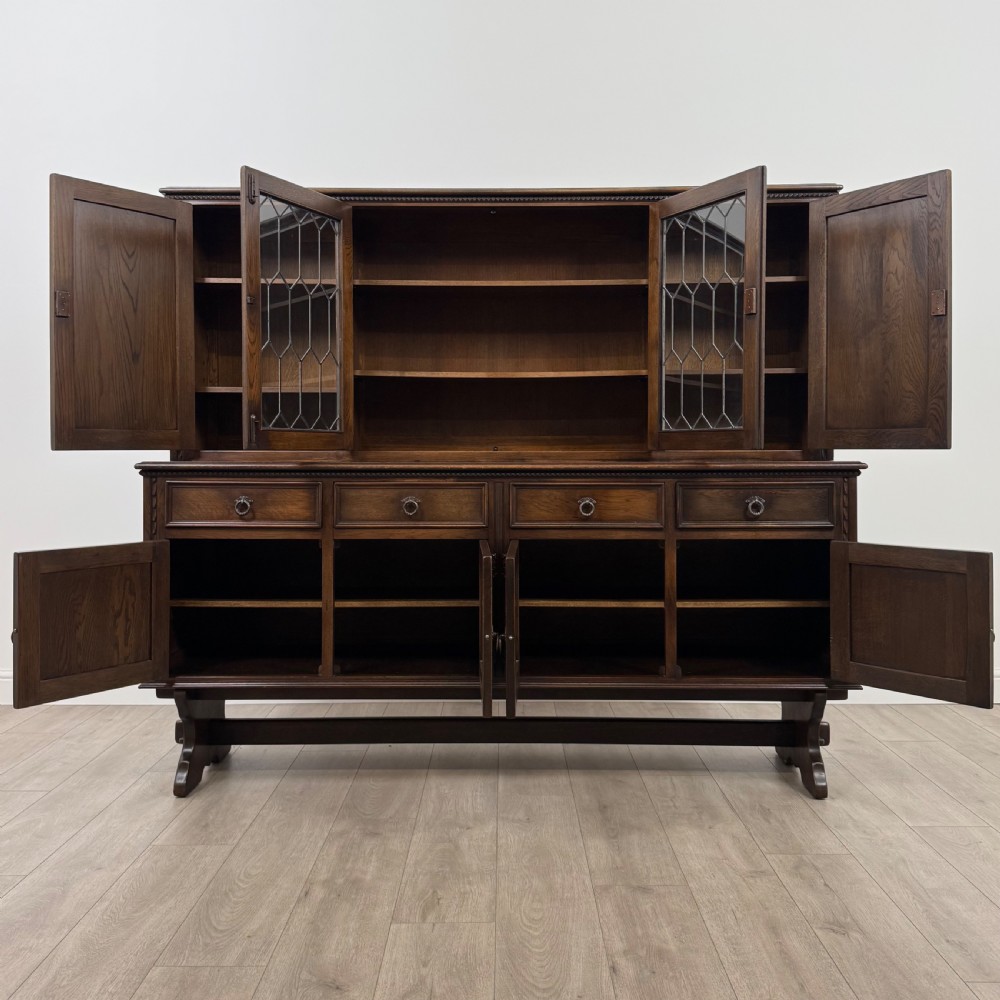 Antique 20th Century Good Quality Linenfold Dresser In Oak  View III