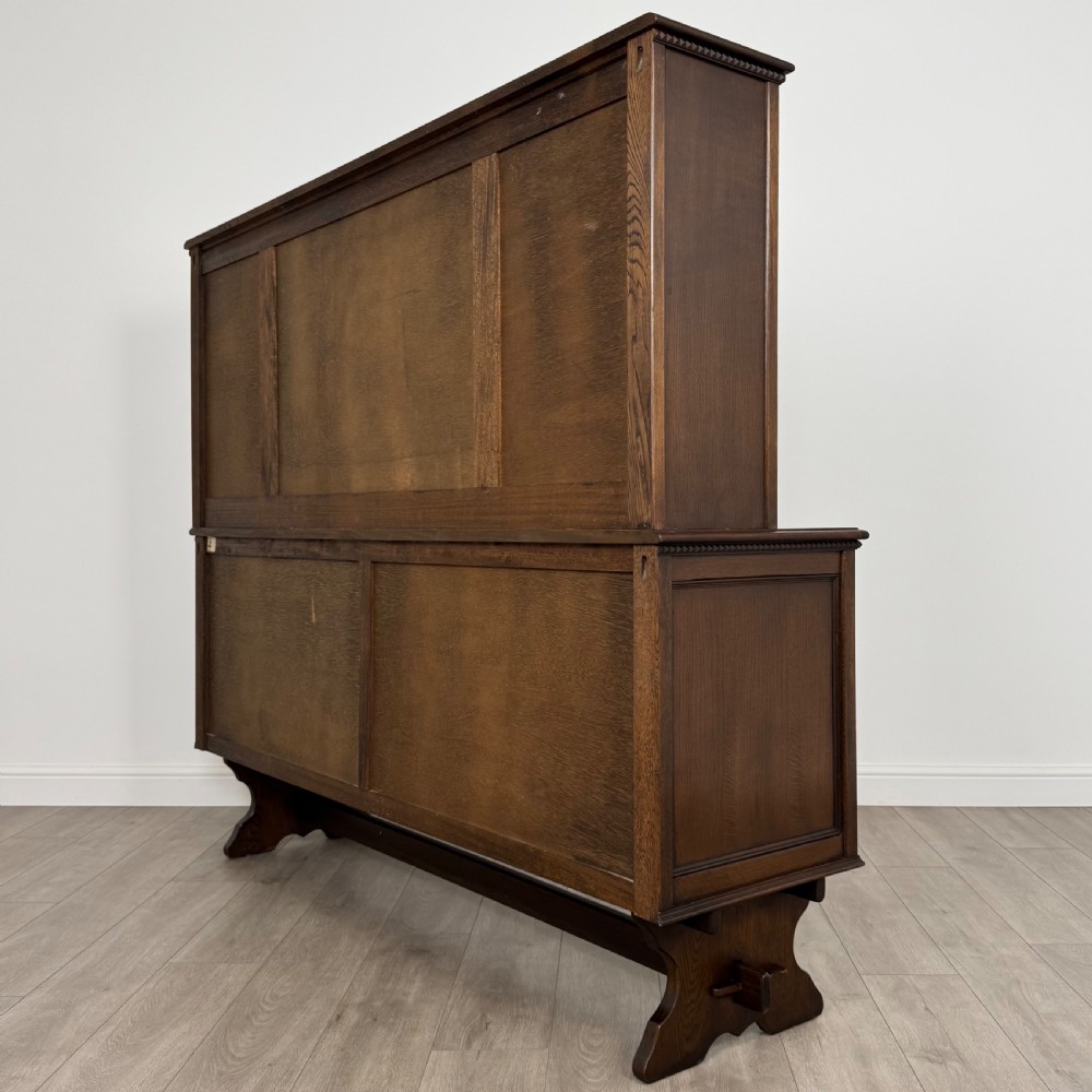 Antique 20th Century Good Quality Linenfold Dresser In Oak  View IX