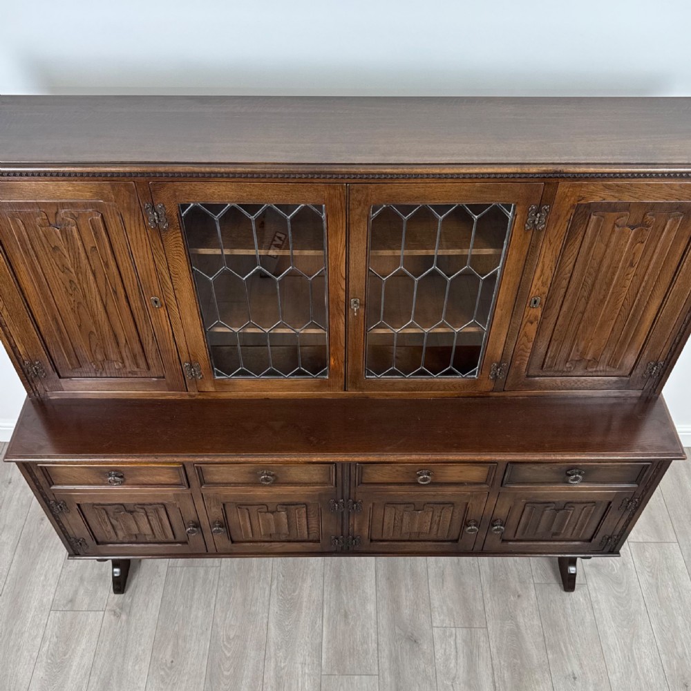 Antique 20th Century Good Quality Linenfold Dresser In Oak  View XI